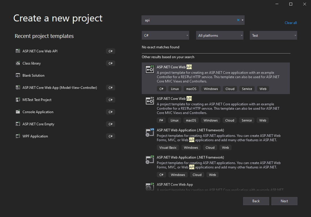 Create a new project – Visual Studio 2019