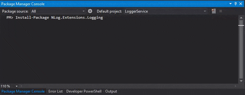 Install with Package Manager Console