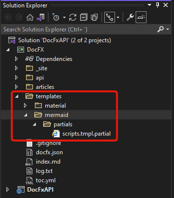 Add partials to default DocFX template