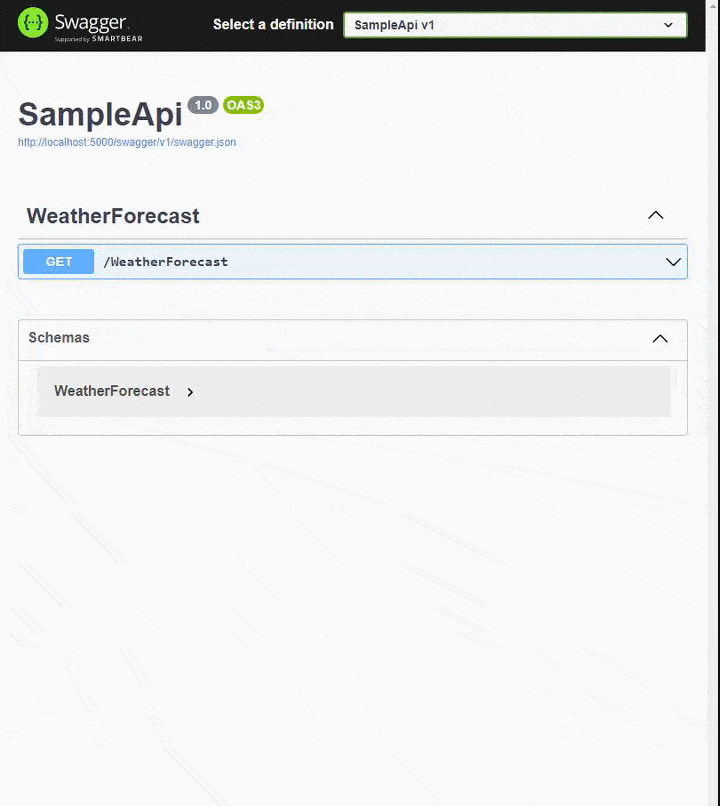 Test endpint using Swagger