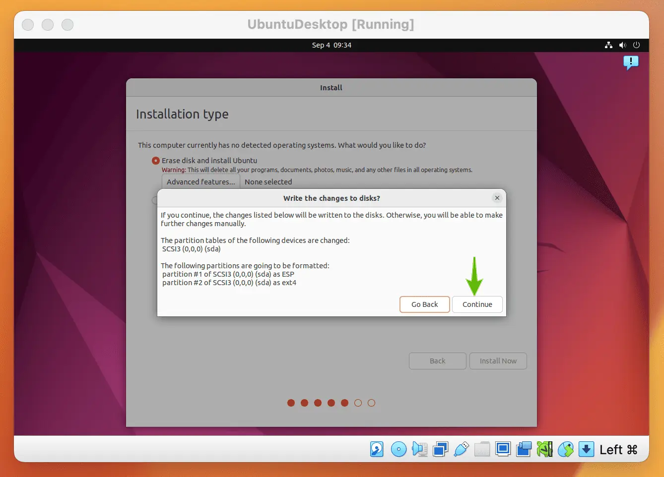 ubuntu write changes to disks